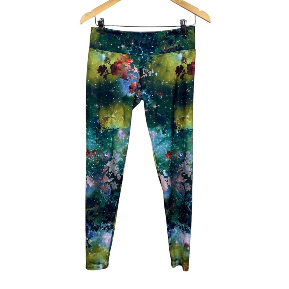 Onzie Leggings Womens Medium Large Charlie Colorful Floral Nature Galaxy Print - Picture 2 of 14